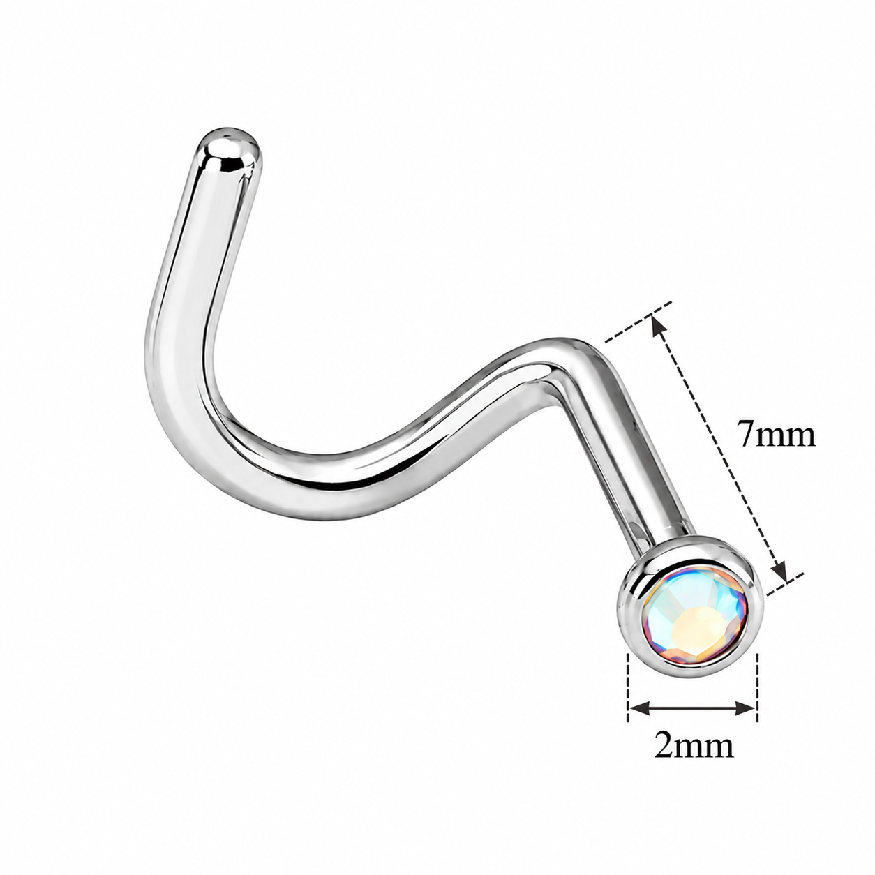 CZ Cork Nose Piercing 18g