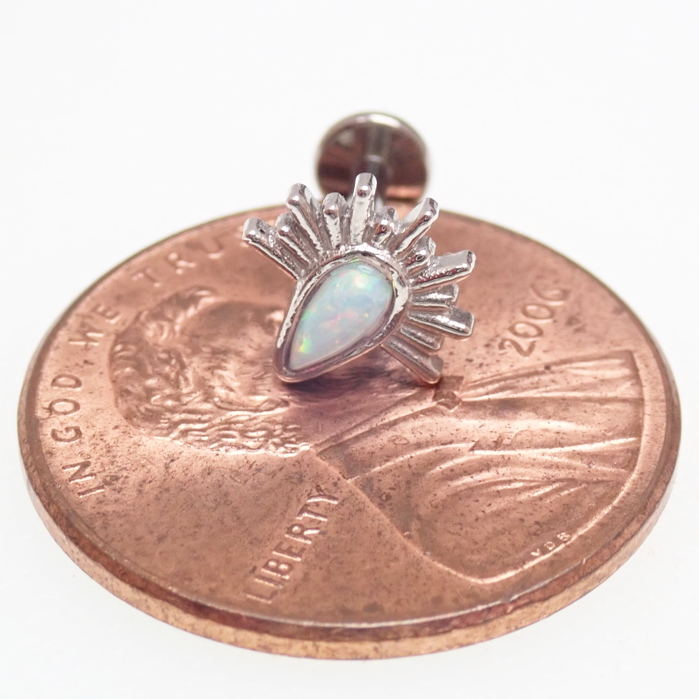 Implant Titanium Opal Flatback Piercing, Internally Threaded