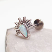 Implant Titanium Opal Flatback Piercing, Internally Threaded