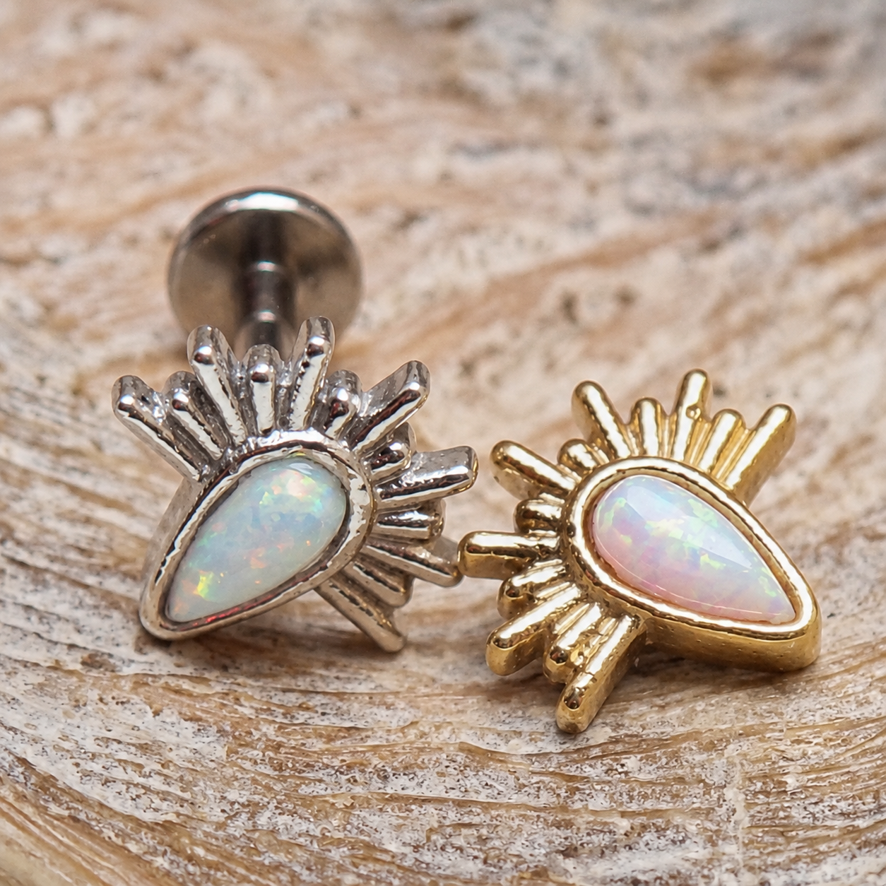 Implant Titanium Opal Flatback Piercing, Internally Threaded
