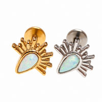 Implant Titanium Opal Flatback Piercing, Internally Threaded