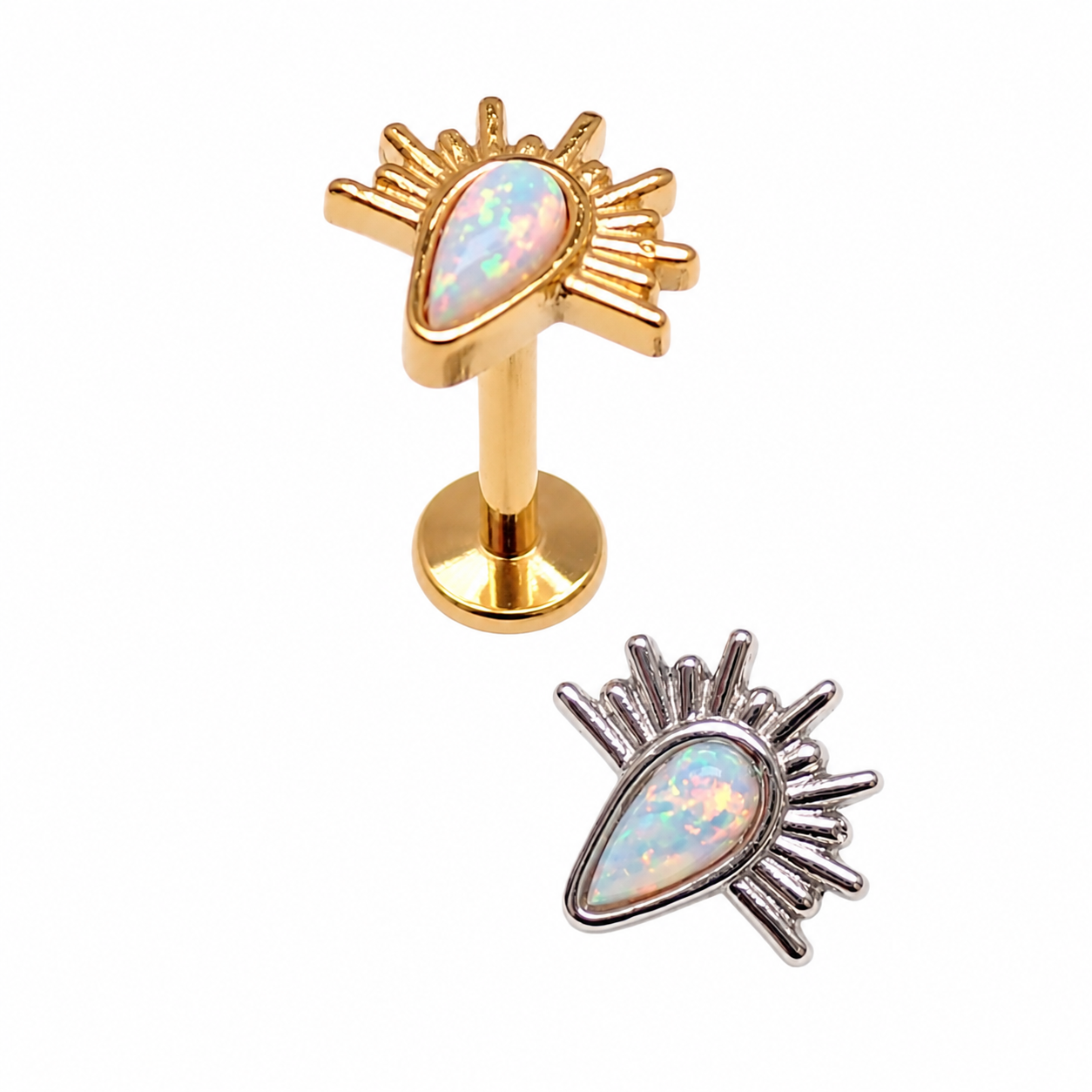 Implant Titanium Opal Flatback Piercing, Internally Threaded
