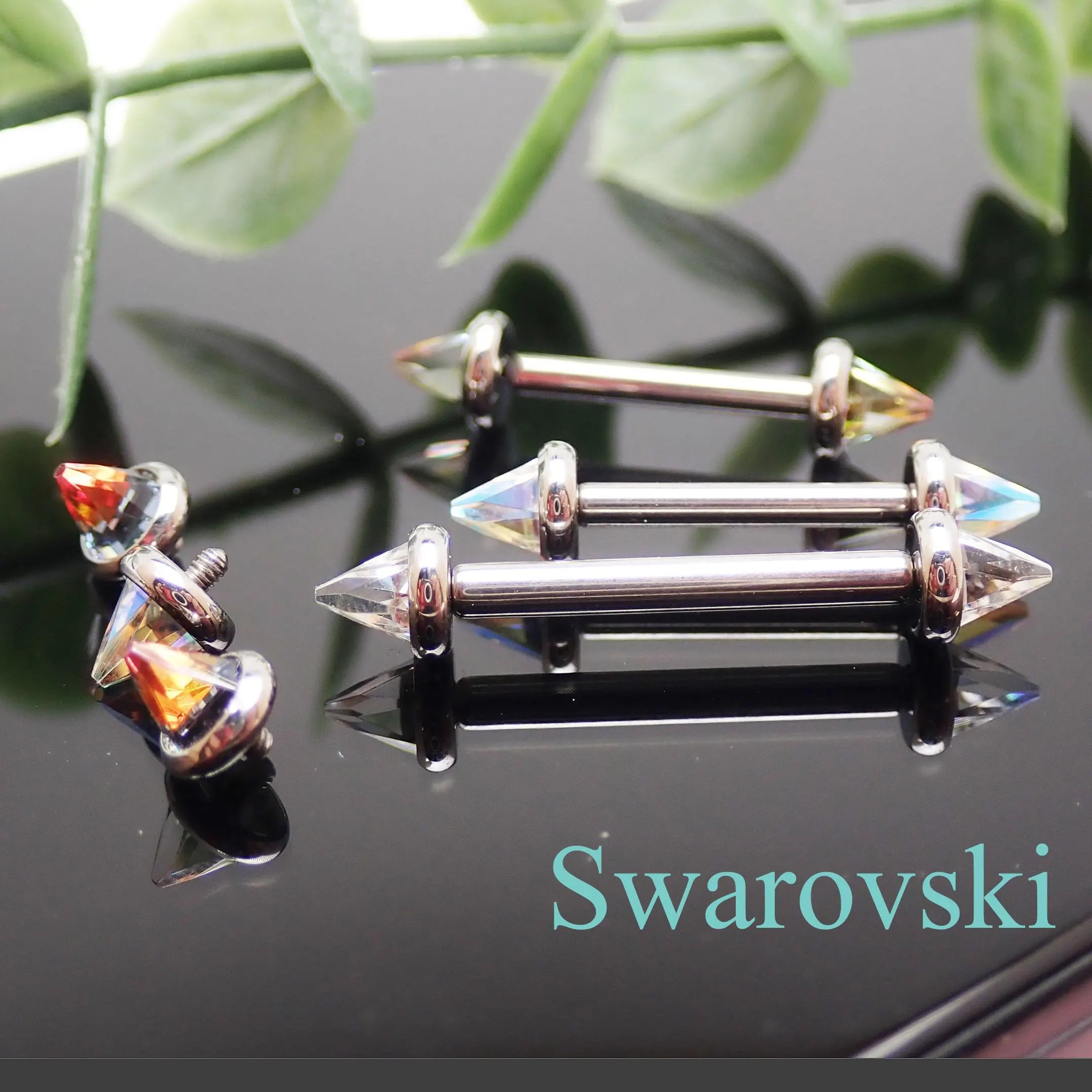 Swarovski Crystal Titanium Nipple Bars