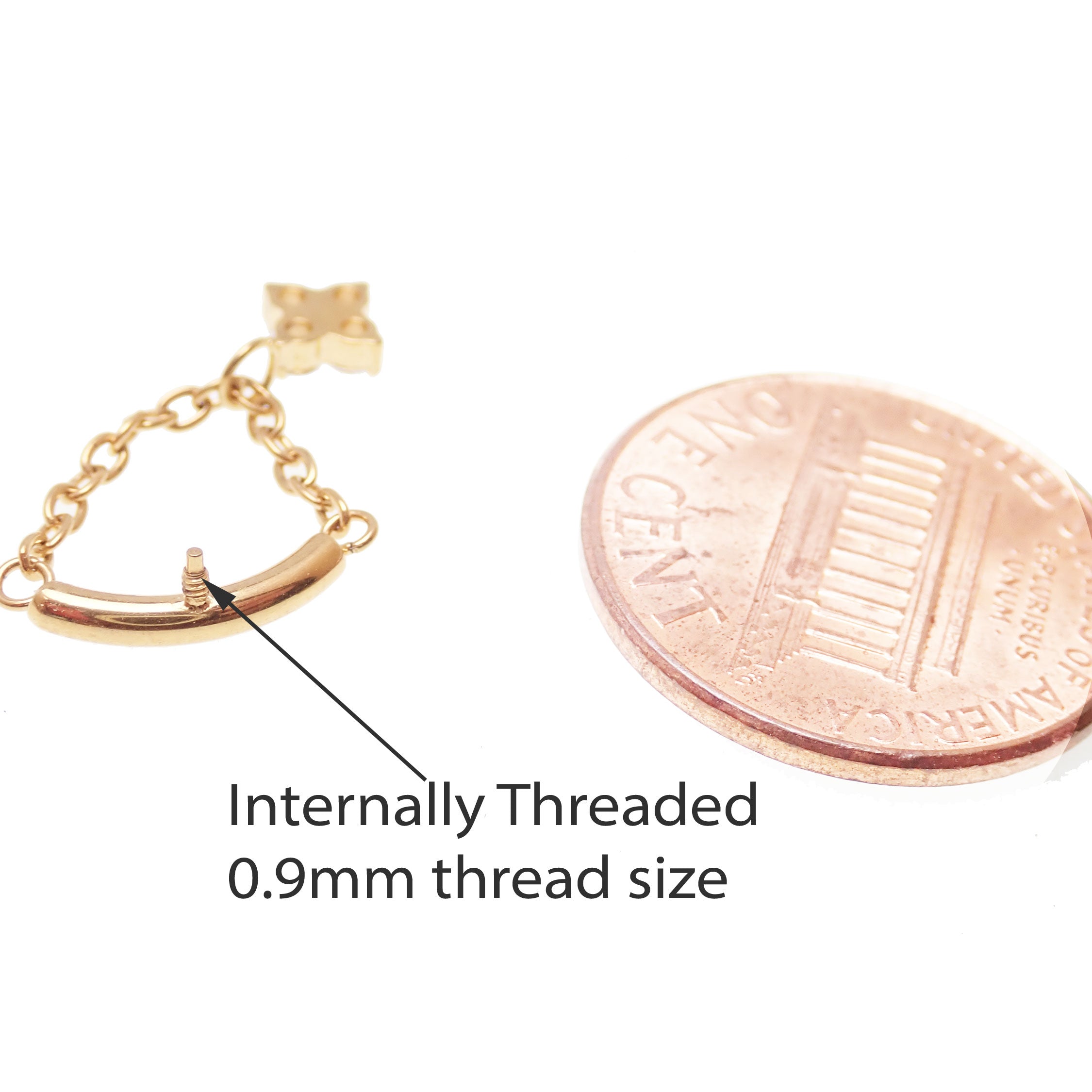 Hidden Helix 18K PVD Gold Helix Titanium Flatback 18g, 16g, 14g