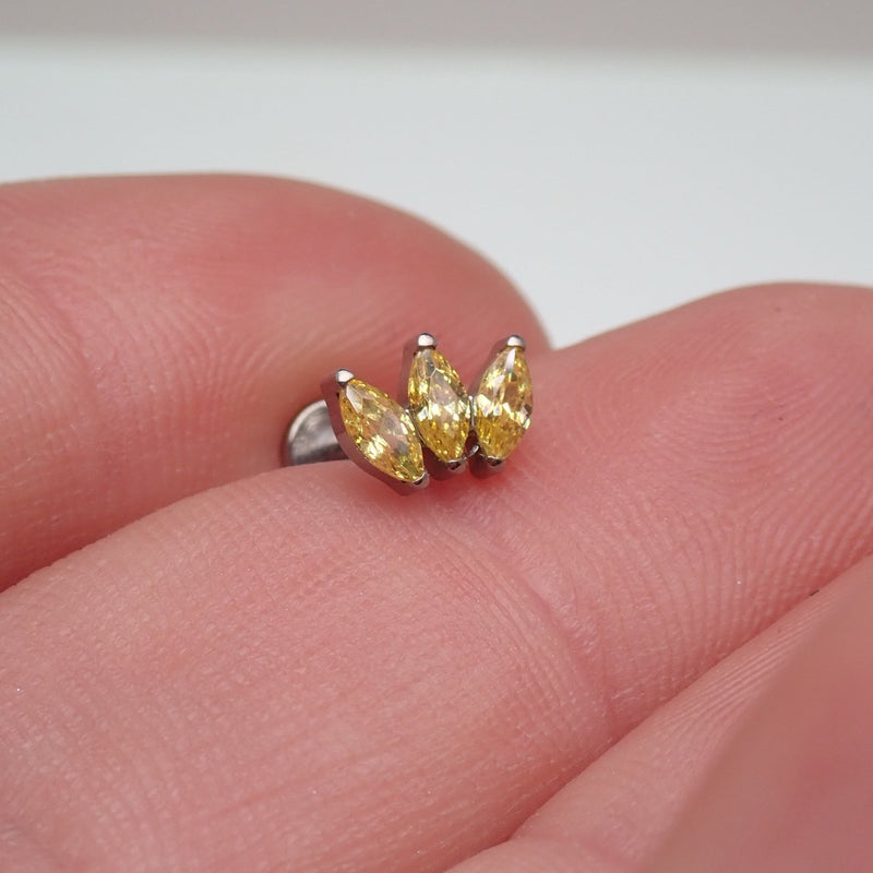 Citrine Yellow CZ flatback 14g, 16g, 18g - Body Clickers Body Jewelry