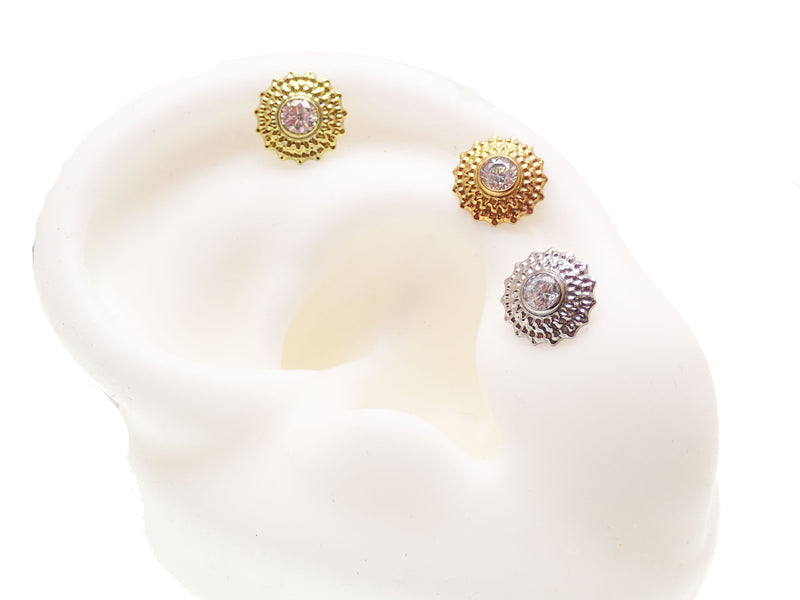 Mandala CZ Flatback Piercing 18g, 16g, 14g