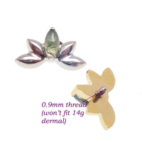 Implant Titanium Moss Agate Flatback Piercing, Internally Threaded 18g, 16g, 14g