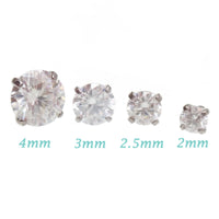 MOISSANITE- Implant Titanium Flatback piercing, 18g/16g/14g- Internally Threaded- 0.9mm thread