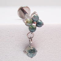 Implant Titanium Moss Agate Flatback Piercing, Internally Threaded 18g, 16g, 14g
