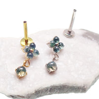 Implant Titanium Moss Agate Flatback Piercing, Internally Threaded 18g, 16g, 14g