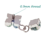 Implant Titanium Moss Agate Flatback Piercing, Internally Threaded 18g, 16g, 14g