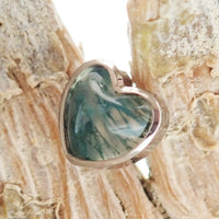 Semi - Precious Moss Agate Heart Titanium Flatback Piercing - Body Clickers Body Jewelry