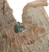 Semi - Precious Moss Agate Heart Titanium Flatback Piercing - Body Clickers Body Jewelry