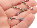 Flower Opal Push Fit threadless swap out Nipple Bar 16g, 14g, 12g