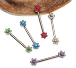 Flower Opal Push Fit threadless swap out Nipple Bar 16g, 14g, 12g