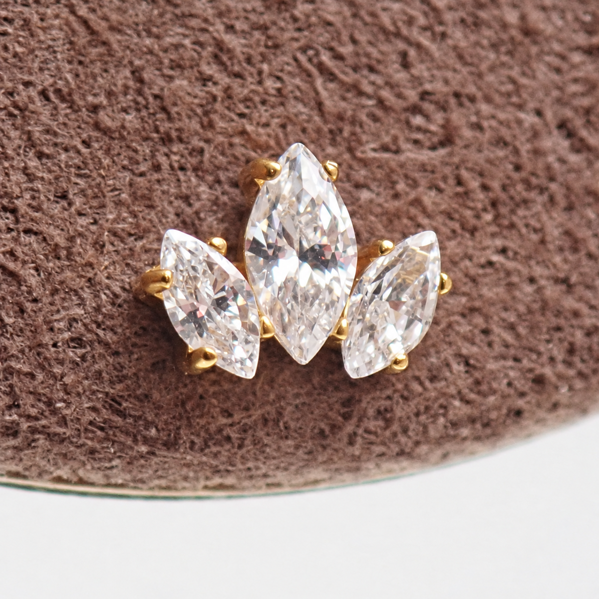 Implant Titanium PVD Gold Lotus CZ Flatback Piercing