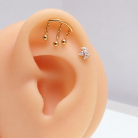 Implant Titanium PVD Gold Lotus CZ Flatback Piercing