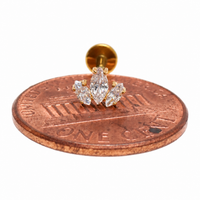 Implant Titanium PVD Gold Lotus CZ Flatback Piercing