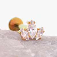 Implant Titanium PVD Gold Lotus CZ Flatback Piercing