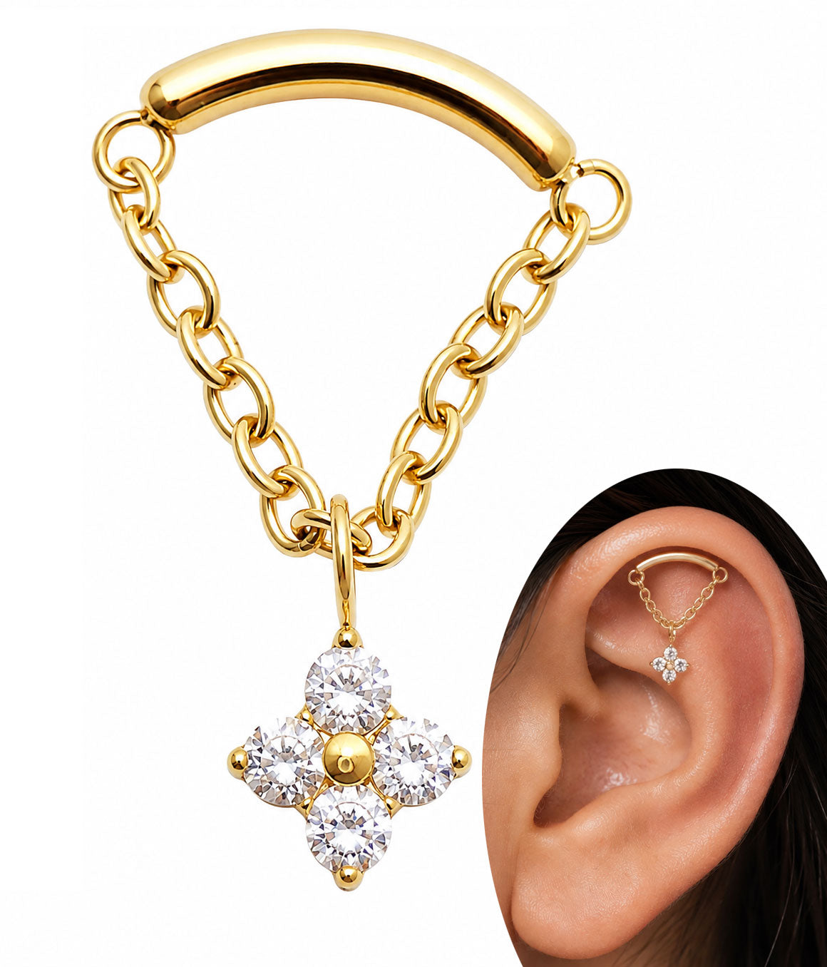 Hidden Helix 18K PVD Gold Helix Titanium Flatback 18g, 16g, 14g