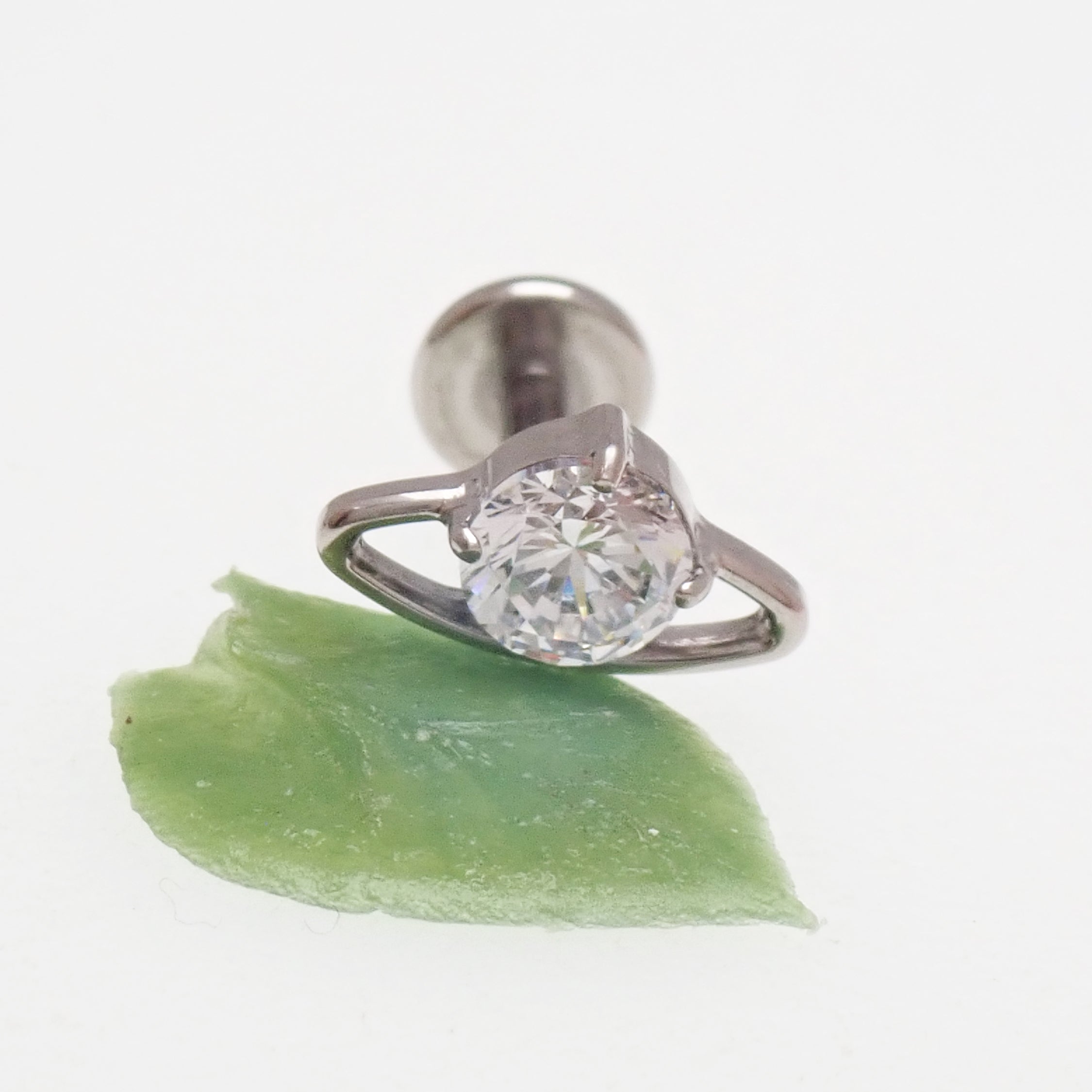 CZ UFO Titanium Flatback/ Labret Piercing 0.9mm Thread