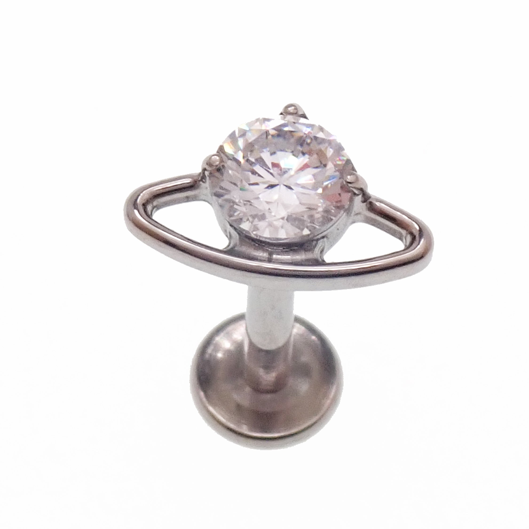 CZ UFO Titanium Flatback/ Labret Piercing 0.9mm Thread