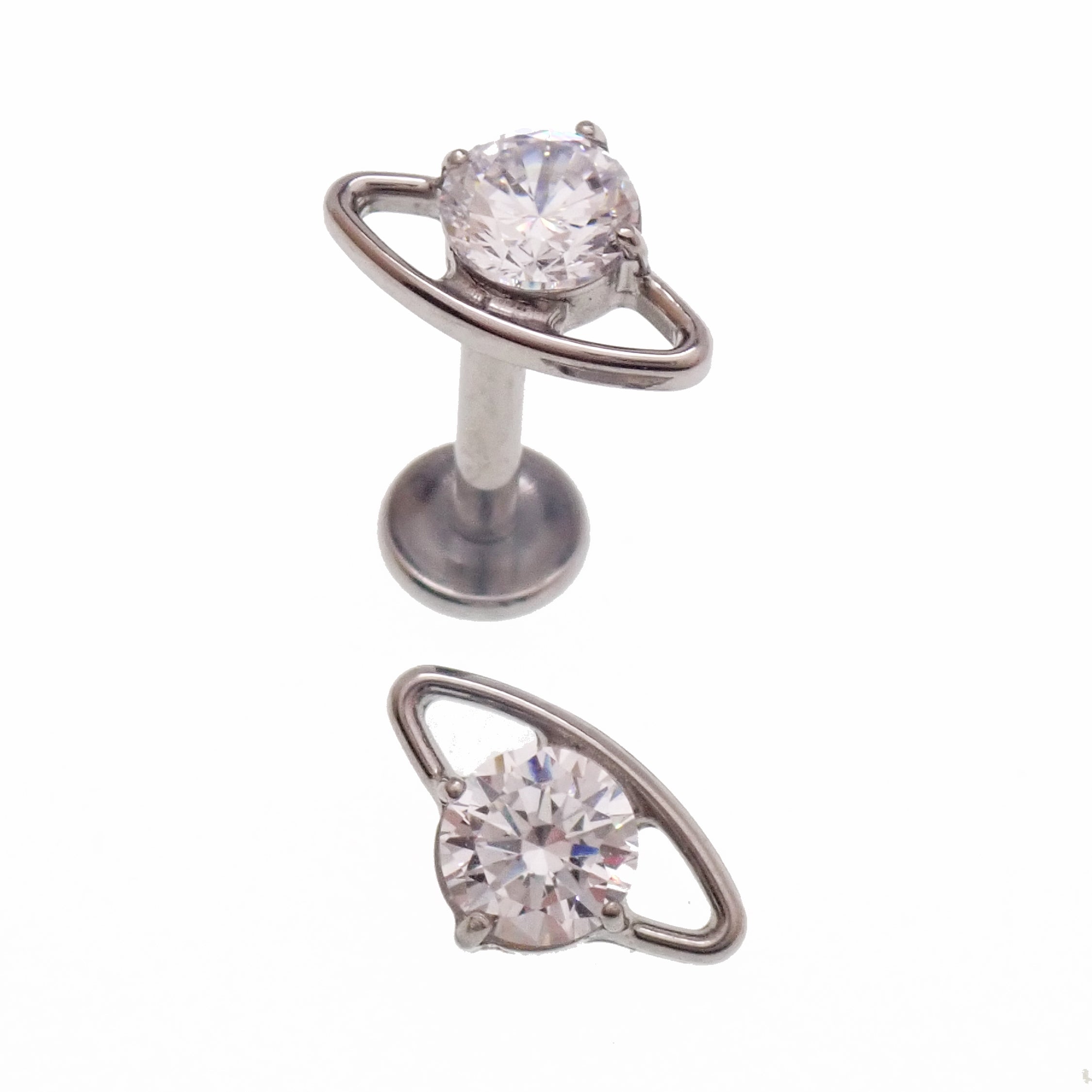 CZ UFO Titanium Flatback/ Labret Piercing 0.9mm Thread
