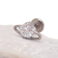 CZ UFO Titanium Flatback/ Labret Piercing 0.9mm Thread