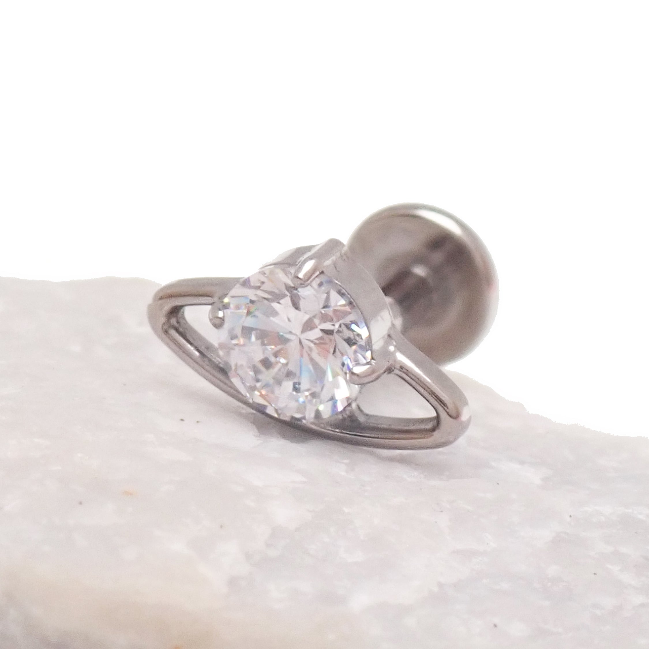 CZ UFO Titanium Flatback/ Labret Piercing 0.9mm Thread