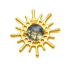 Moss agate pvd Gold Sun flatback Implant Titanium