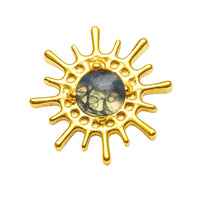 Moss agate pvd Gold Sun flatback Implant Titanium