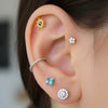 Moss agate pvd Gold Sun flatback Implant Titanium