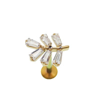 PVD Vine with CZ stones Titanium Flatback/ Labret Piercing 18g, 16g, 14g