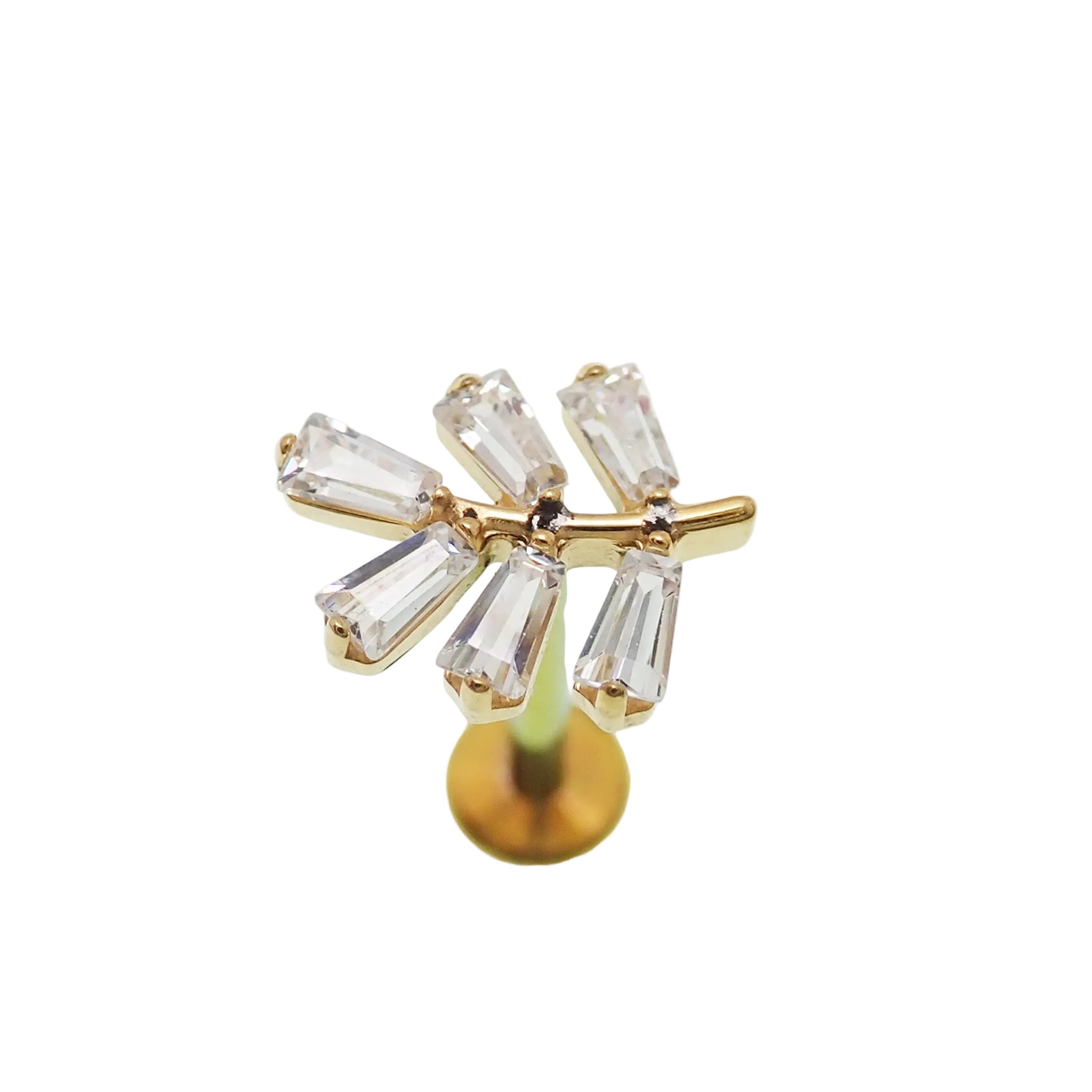 PVD Vine with CZ stones Titanium Flatback/ Labret Piercing 18g, 16g, 14g