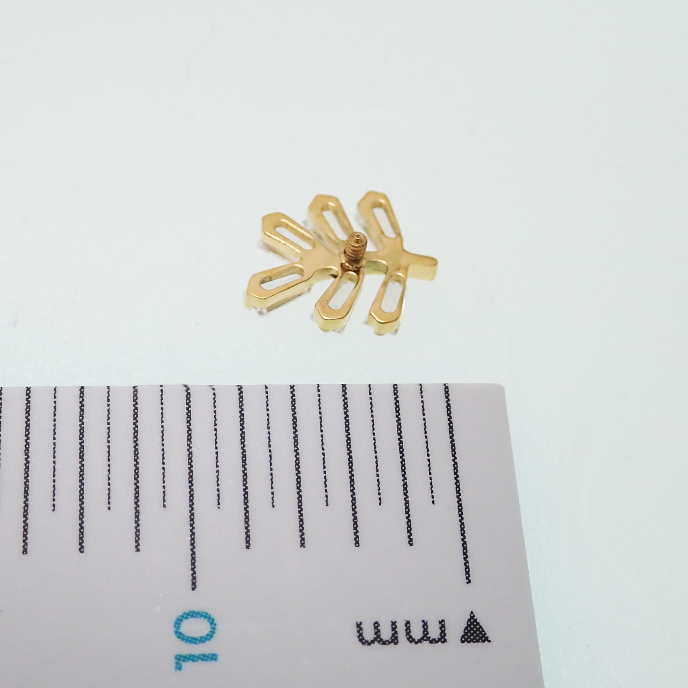 PVD Vine with CZ stones Titanium Flatback/ Labret Piercing 18g, 16g, 14g