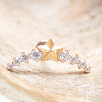 Star CZ Helix Curve Titanium Flatback/ Labret Piercing 18g, 16g, 14g (Copy)