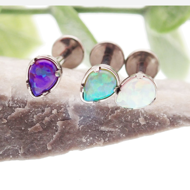 Teardrop Fire Opal Flat Back 14g, 16g, 18g