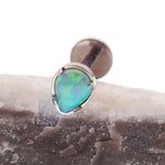 Teardrop Fire Opal Flat Back 14g, 16g, 18g