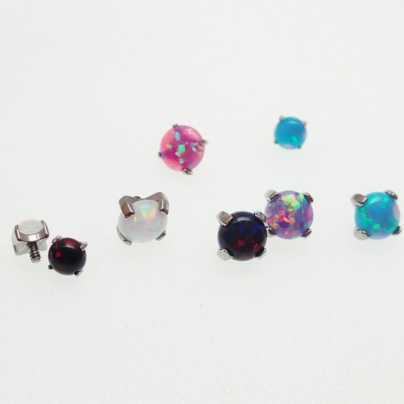 Loose Titanium Opal Tops – 3mm & 4mm-Internally Threaded Flat Back Replacement Tops
