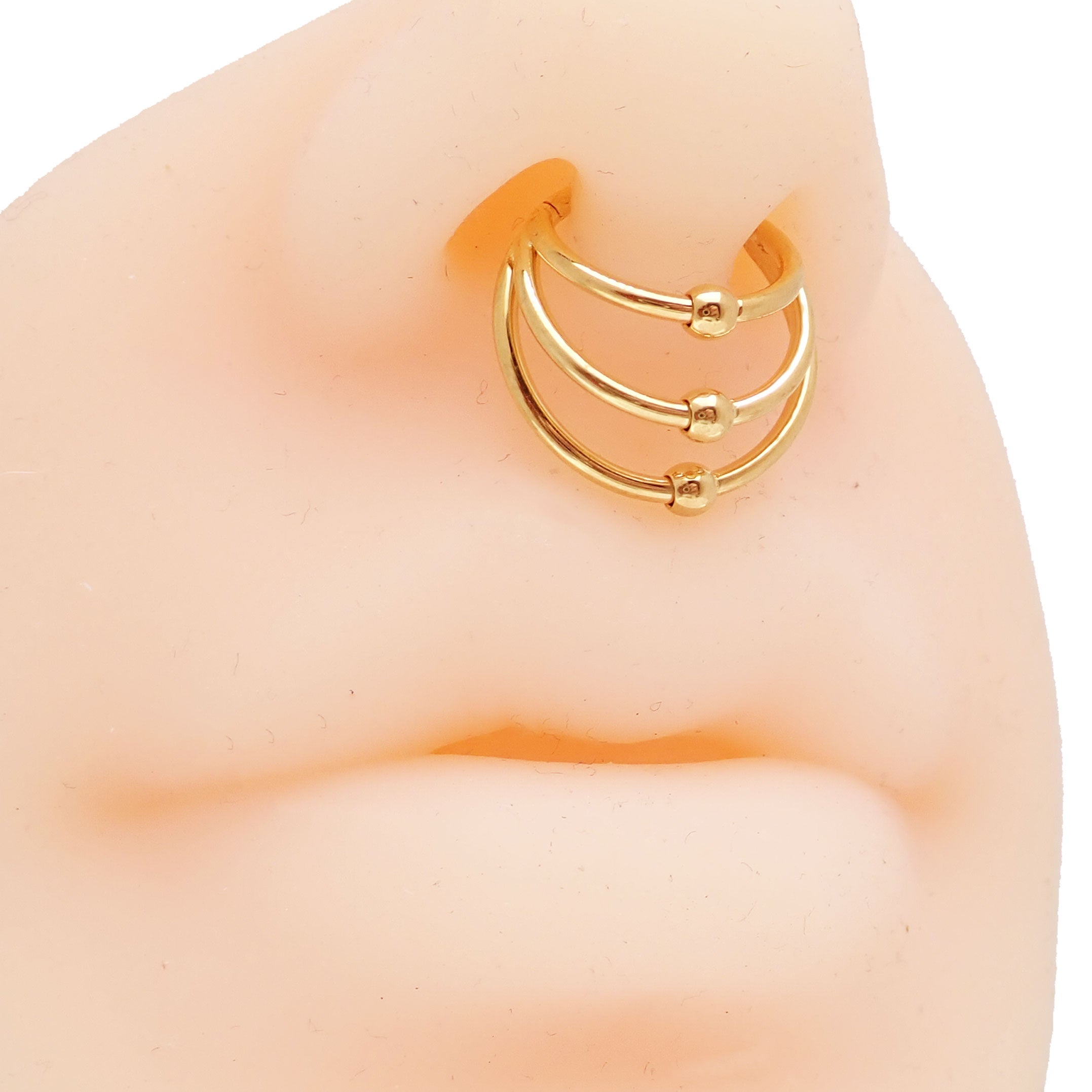 Implant Titanium 3 tier Fan Stack Hinged Titanium Clicker · Septum/Daith/Helix · 16g Hoop 10mm