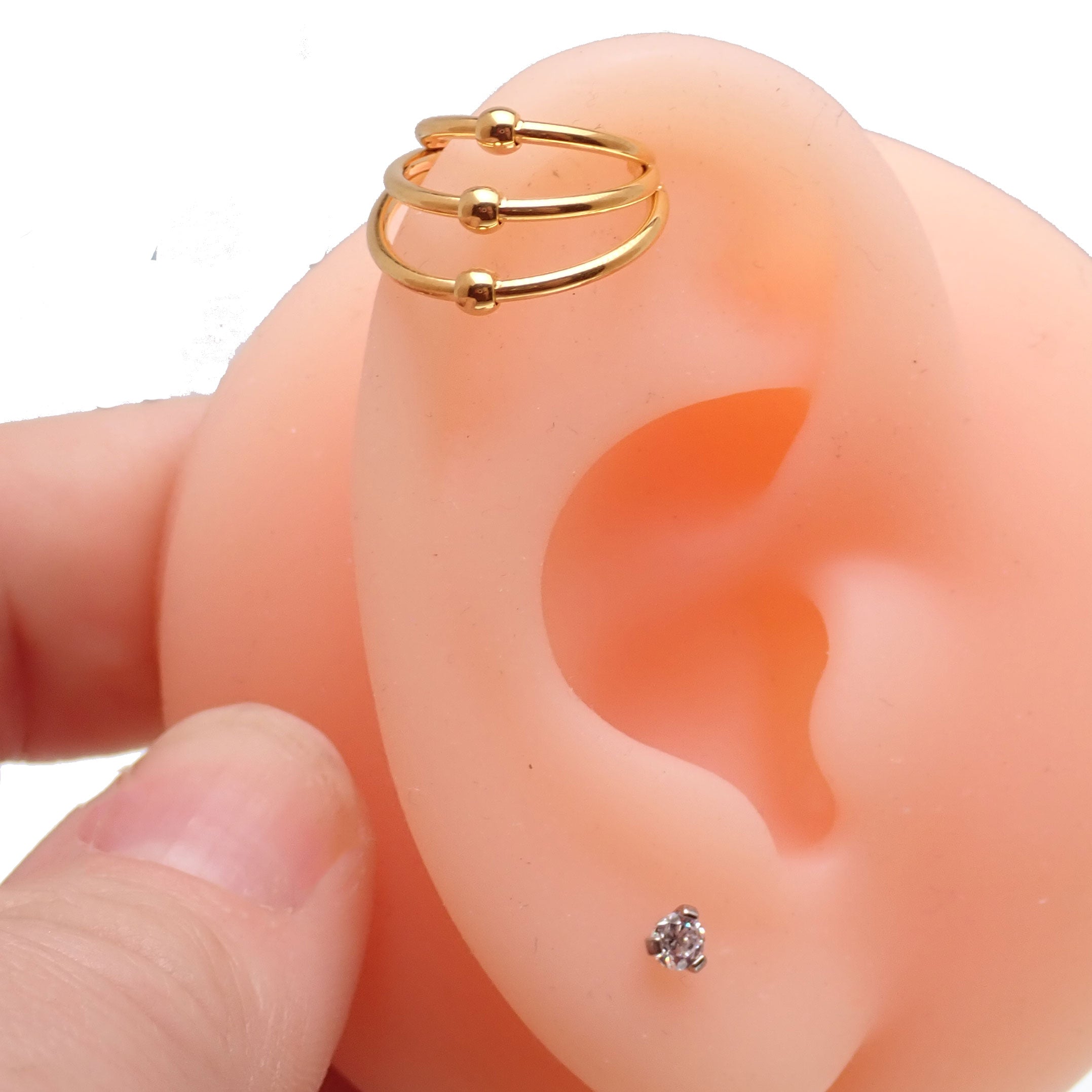 Implant Titanium 3 tier Fan Stack Hinged Titanium Clicker · Septum/Daith/Helix · 16g Hoop 10mm