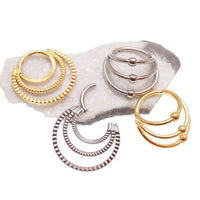 Implant Titanium 3 tier Fan Stack Hinged Titanium Clicker · Septum/Daith/Helix · 16g Hoop 10mm