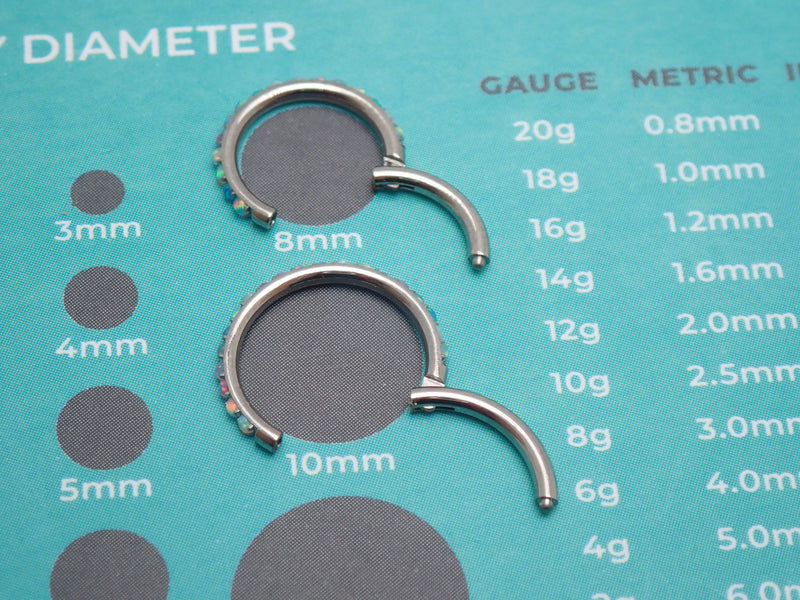 Pastel Opal titanium clicker 16g /18g  Side facing