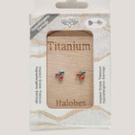 Pair Titanium Cherry  CZ Earrings