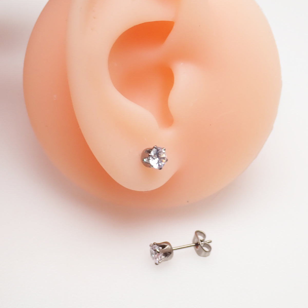 Implant Titanium 5mm Crown Earrings Pair 20g