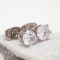 Implant Titanium 5mm Crown Earrings Pair 20g