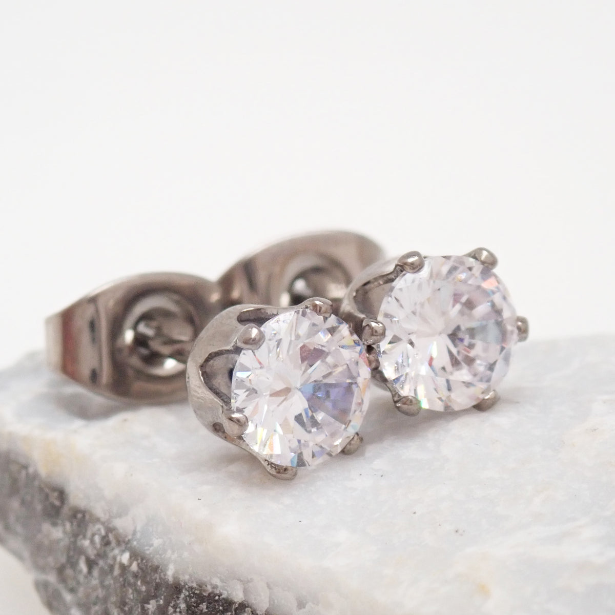 Implant Titanium 5mm Crown Earrings Pair 20g