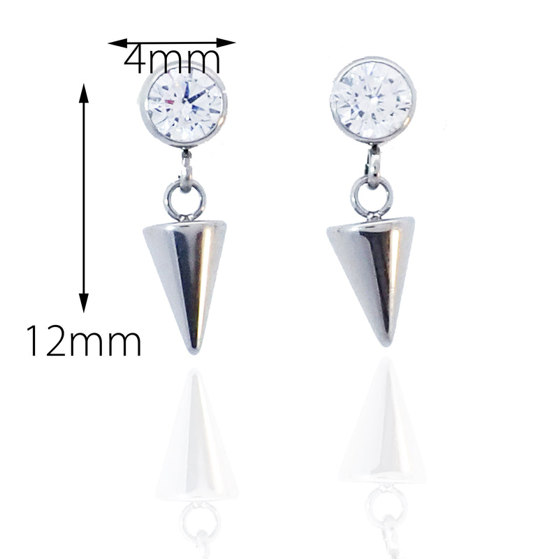 Titanium CZ and spike cone drop Earring