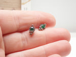 Titanium Emerald  & Champagne Beaded Earrings