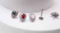 Titanium Push-Fit Teardrop Piercing – Single Stud | Moss Agate, Garnet, Moonstone |